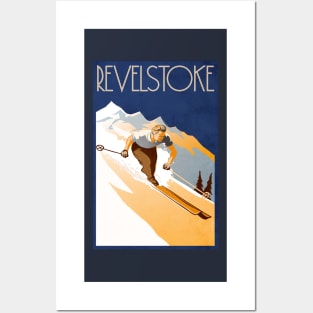 Retro vintage ski Revelstoke Poster Posters and Art